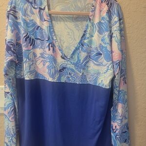 Lilly Pulitzer Pastel Blue Floral Crewneck Top